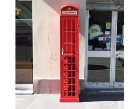 Mobile di antiquariato modello Cabina telefonica porta bottigklia in legno lattcato rosso  a prezzi outlet
