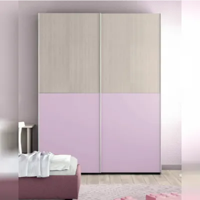 Armadio moderno Armadio con 2 ante scorrevoli in finitura ciliegio bianco e orchidea - a1 Collezione esclusiva PREZZI OUTLET