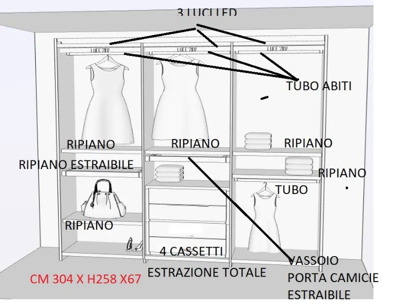 Armadio con ante scorrevolimodernoVitrum Pianca a prezzo scontato