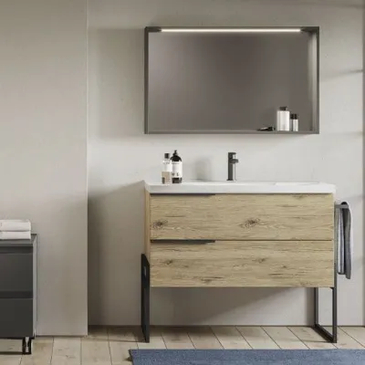 04 a 2 cestoni e specchiera Artigianale: mobile da bagno A PREZZI OUTLET