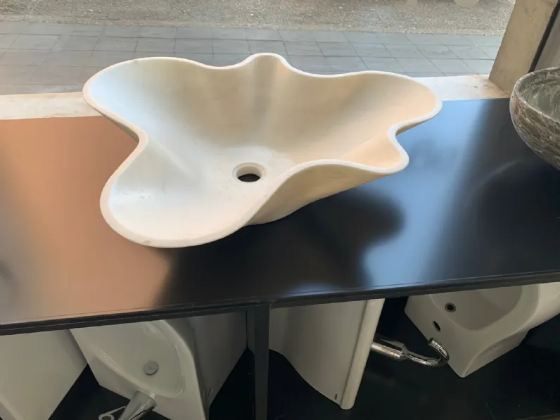 Arredamento bagno: mobile Artigianale Kreoo decor marmi lavabo appoggio nabhi collection bowl 1 marmo estremoz bianco in Offerta Outlet