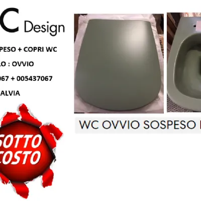 Arredamento bagno: mobile Artigianale Nic design ovvio wc sospeso 003479067 + sedile verde 005437067 salvia opaco nuovo e imballato con forte sconto