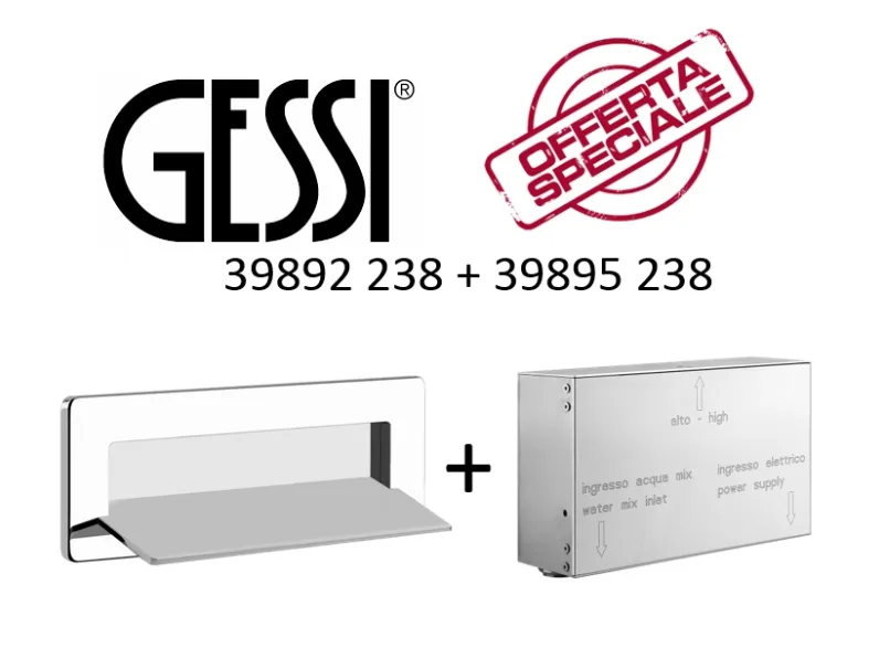 Arredamento bagno: mobile Gessi Gessi 39895 + 39892 ispa cascata completa mirror steel  a prezzo scontato