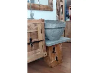 Arredamento bagno: mobile Outlet etnico Mobile bagno legno e ferro con ruote ghisa in offerta