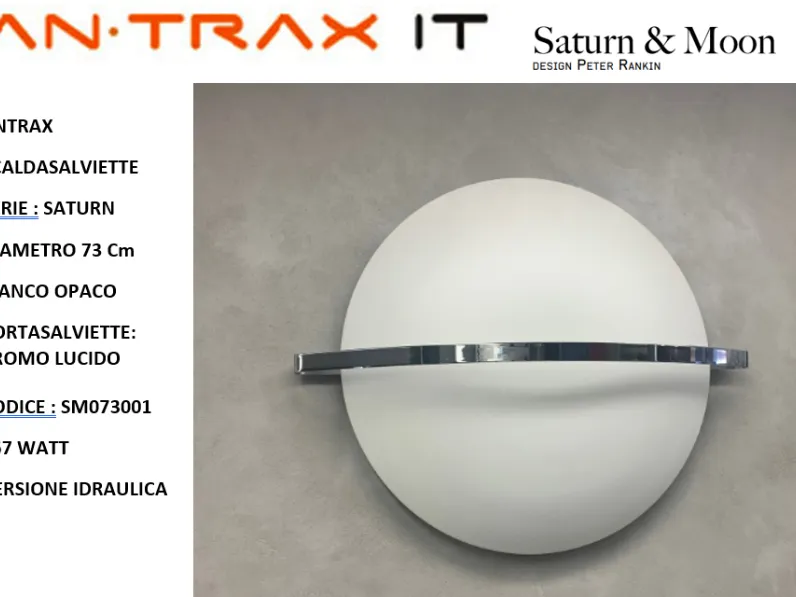 Mobile per la sala da bagno Artigianale Radiatore termoarredo antrax saturn bianco opaco 73 cm + barra salviette cromo a prezzo scontato