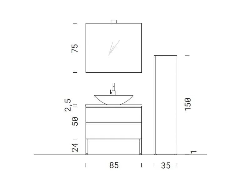 Mobile per la sala da bagno Compab Bgo 2020 in Offerta Outlet