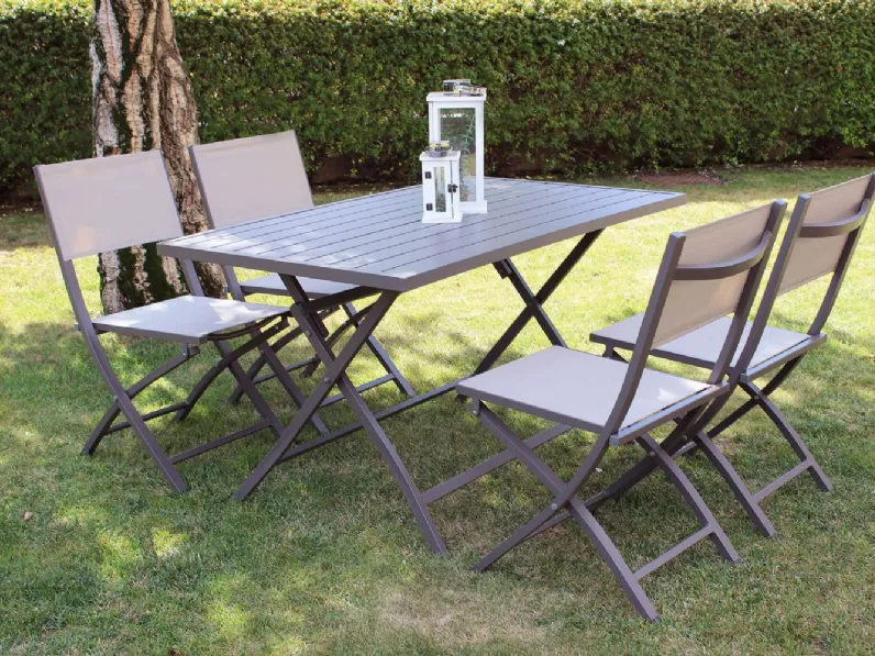 Arredo Giardino Cosma outdoor living Tavolo pieghevole alabama 130 x 77 con 4 sedie georgia taupe - cosma a prezzo ribassato