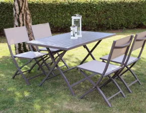 Arredo Giardino Cosma outdoor living Tavolo pieghevole alabama 130 x 77 con 4 sedie georgia taupe - cosma con uno sconto esclusivo