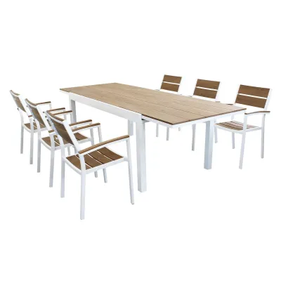 Arredo Giardino Set tavolo allung. + 6 sedie cayman bianco Outlet etnico OFFERTA OUTLET