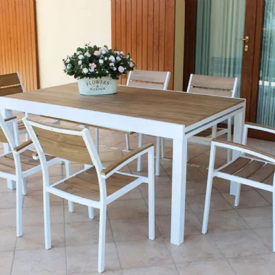 Set tavolo allungabile + 6 sedie polywood Outlet etnico: Arredo Giardino con forte sconto