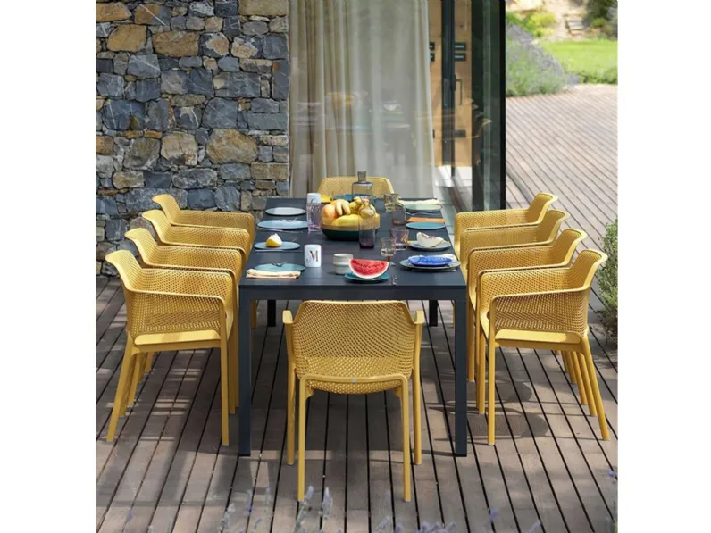 Set tavolo rio alu 210/ 280 + 8 sedie nat multicolore  Nardi outdoor: set a prezzo Outlet