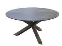 Tavolo ferrone antracite rotondo 150 cm, piano in kedra con 6 poltroncine capri Proloisirs: Arredo Giardino in offerta