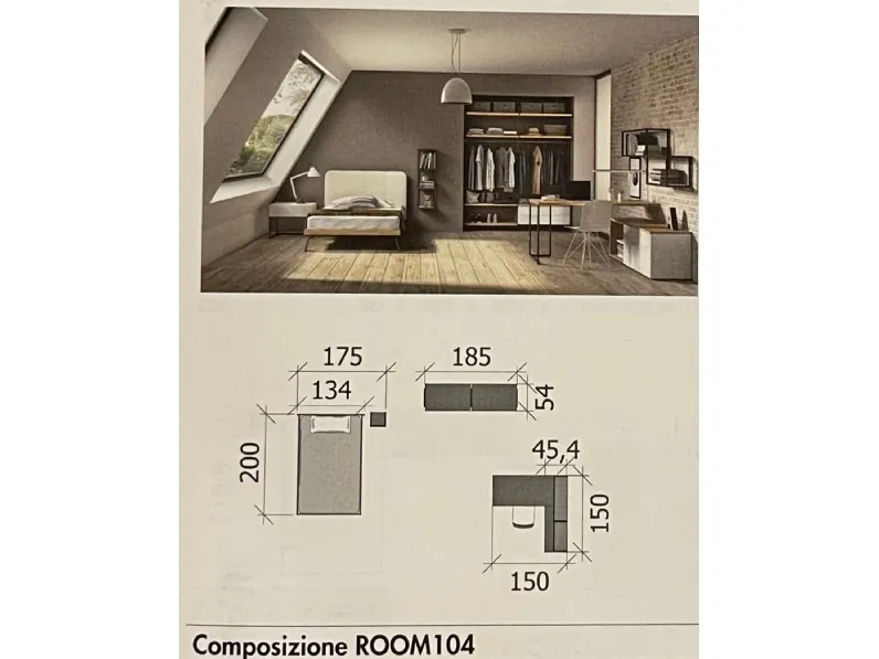 Camera da letto 104 Zg mobili in legno in Offerta Outlet