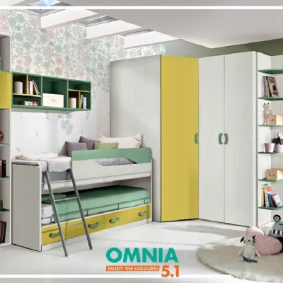 Cameretta Omnia-S con letti sovrapposti 45% sconto Outlet Silwood! Prezzi imbattibili.