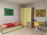 Cameretta Oliver rovere e giallo Zg mobili con letto a terra in Offerta Outlet