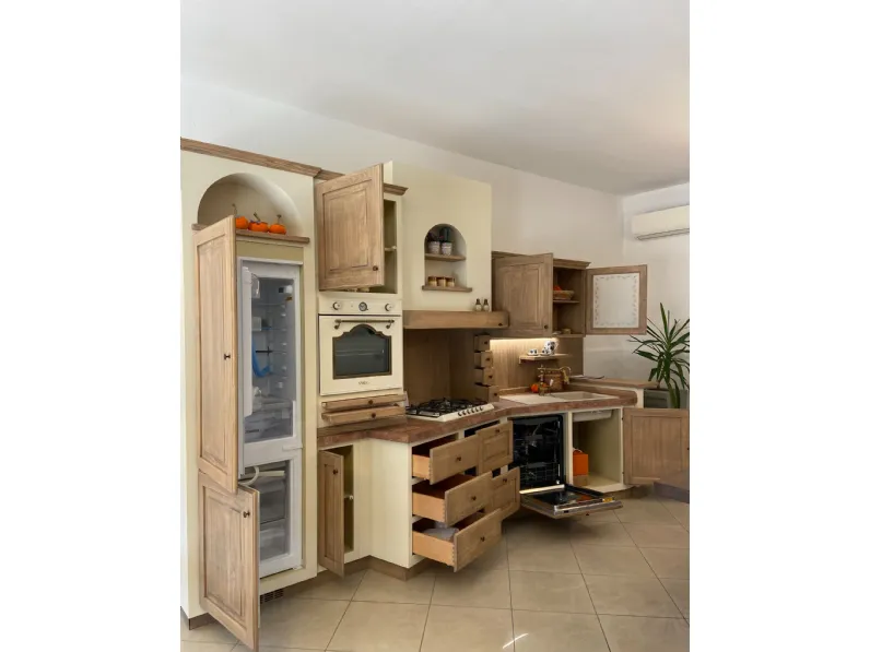 Cucina lineare in legno altri colori Paolina gianduia a prezzo ribassato