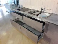 cucina lineare moderna finitura cemento grigio completa di elettrodomestici