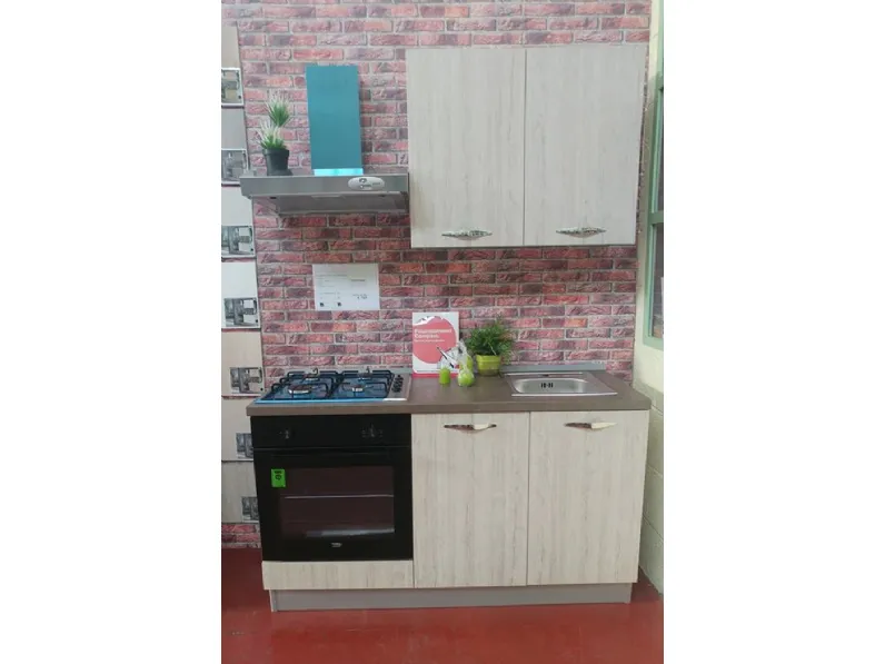 Cucina 150 cm colore rovere moderna lineare Jenny - Offerta Outlet