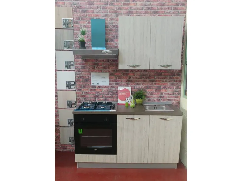 Cucina 150 cm colore rovere moderna lineare Jenny - Offerta Outlet