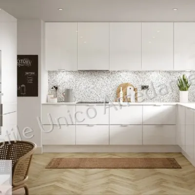 Cucina ad angolo in legno bianca Cleany a prezzo scontato