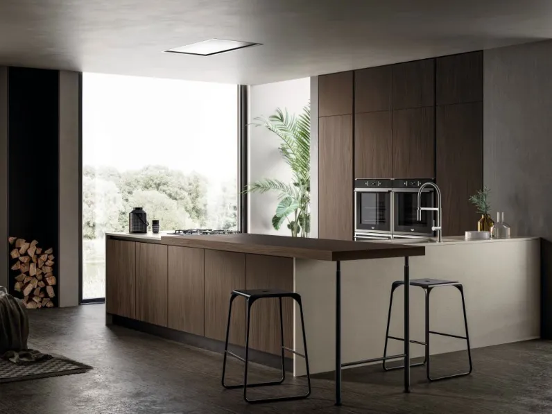 Cucina rovere moro design ad angolo Mhid kaly Arredo3 in Offerta Outlet