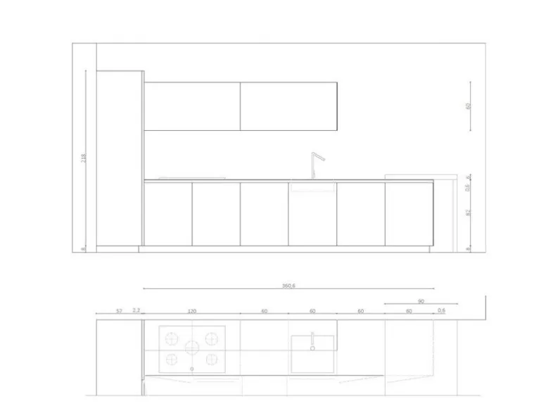 Cucina Ak_04 design grigio con penisola Arrital