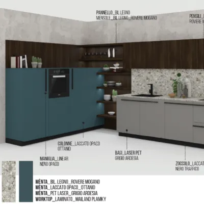 Cucina altri colori moderna ad angolo Miton menta 22 Miton in Offerta Outlet