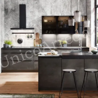 Cucina antracite design ad isola Damiana Febal in offerta