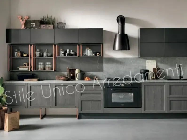 Cucina antracite moderna ad isola Gatsby Febal a soli 8200