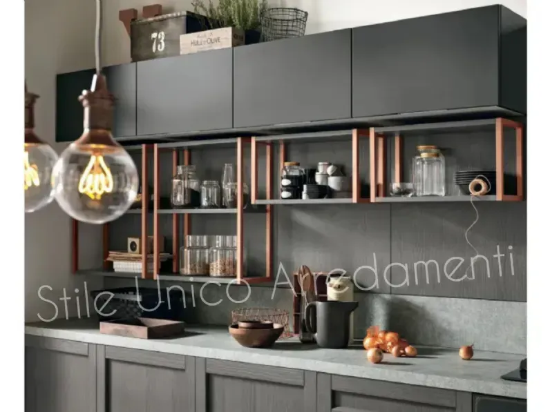 Cucina antracite moderna ad isola Gatsby Febal a soli 8200