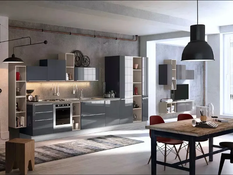 Cucina antracite moderna lineare Modello gold Mobilificio bellutti