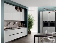Cucina Ar-tre moderna lineare bianca in laminato lucido Domino