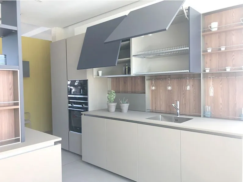 Cucina Aran cucine moderna ad isola grigio in laccato lucido Lab13