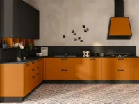 Cucina arancio moderna ad angolo Componibile Colombini in Offerta Outlet