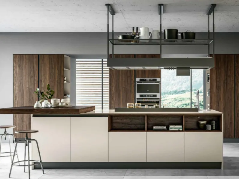 Cucina rovere moro moderna ad isola Round 3 Arredo3 a soli 16500