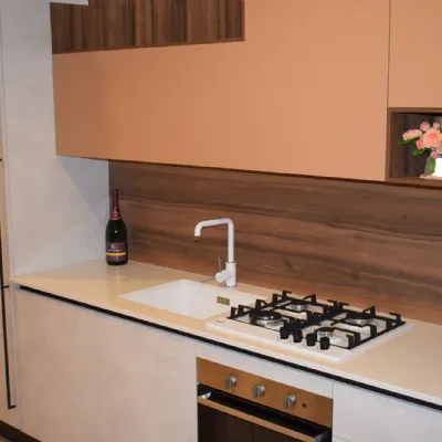 Cucina Arredo3 moderna lineare tortora in laminato materico Cloe 
