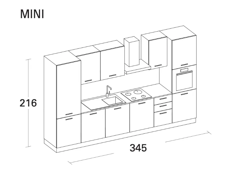 Scopri la cucina lineare moderna Arrex Composizione 345-02 a prezzo scontato!