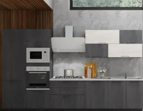 Cucina Artigianale moderna lineare grigio in laminato materico Prime 3