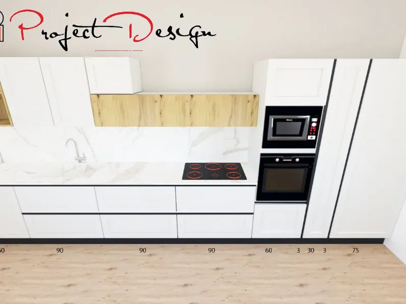 Cucina Astra design lineare bianca in legno Ego