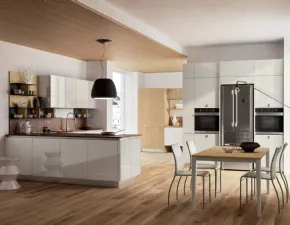 CUCINA Febal con penisola Lungomare lucida bianca SCONTATA 47%