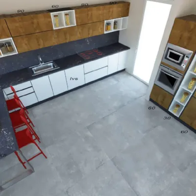 Cucina bianca design con penisola Sp22 Astra