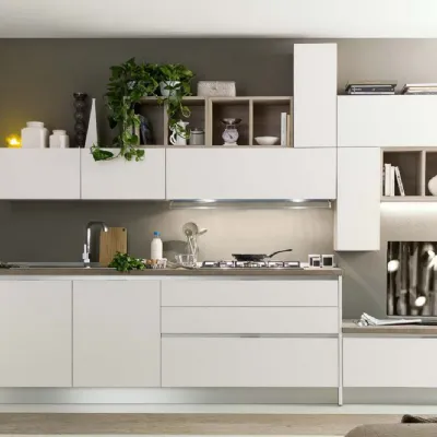 Cucina bianca design lineare Erica Artigianale
