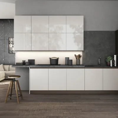 Cucina bianca moderna ad angolo Time Arredo3 in Offerta Outlet