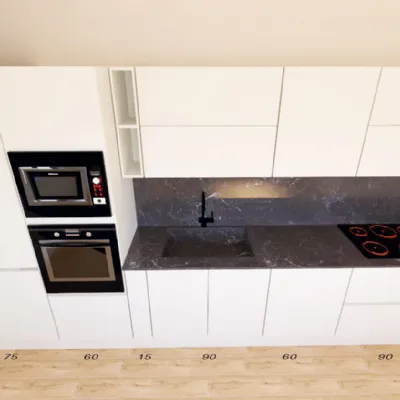 Cucina bianca moderna lineare Line  Astra