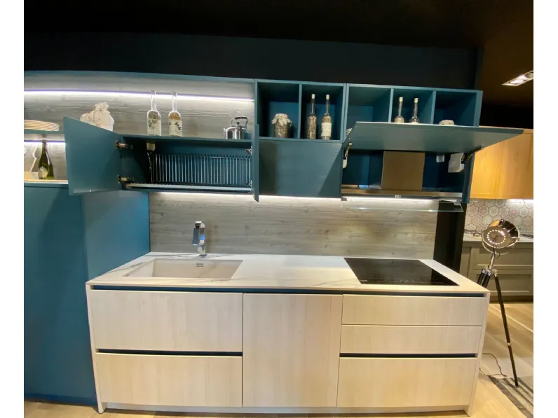 Cucina blu country lineare New step Fratelli mirandola in Offerta Outlet