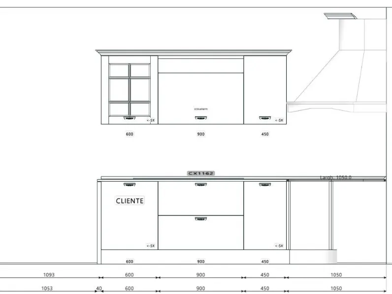 Cucina classica ad angolo Ala cucine Rosy a prezzo ribassato