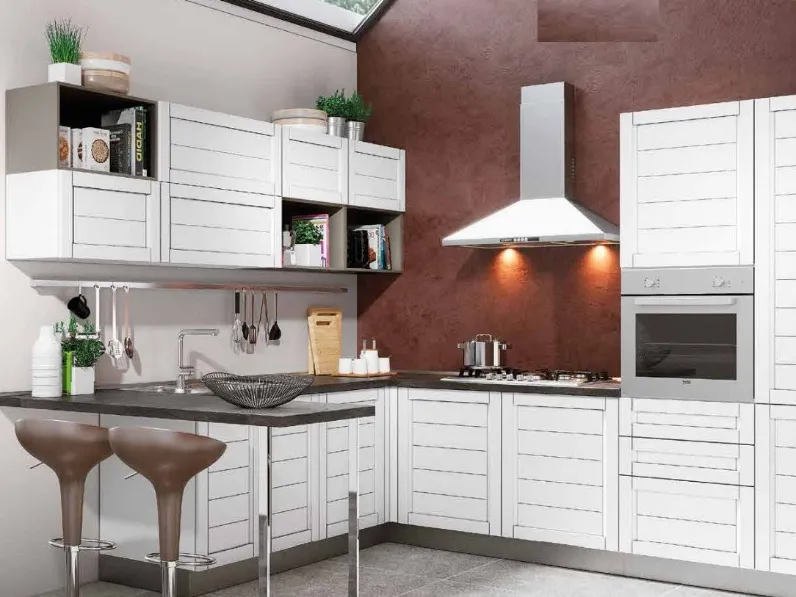 Cucina con penisola Cucina shabby line chic white in offerta convenienza Nuovi mondi cucine con uno sconto vantaggioso