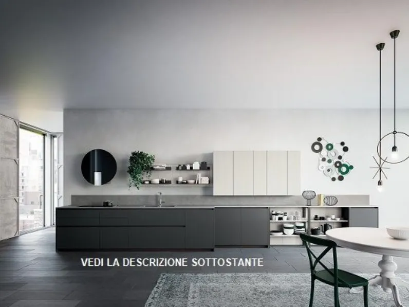 Cucina con penisola in laccato opaco altri colori Kate * a prezzo ribassato