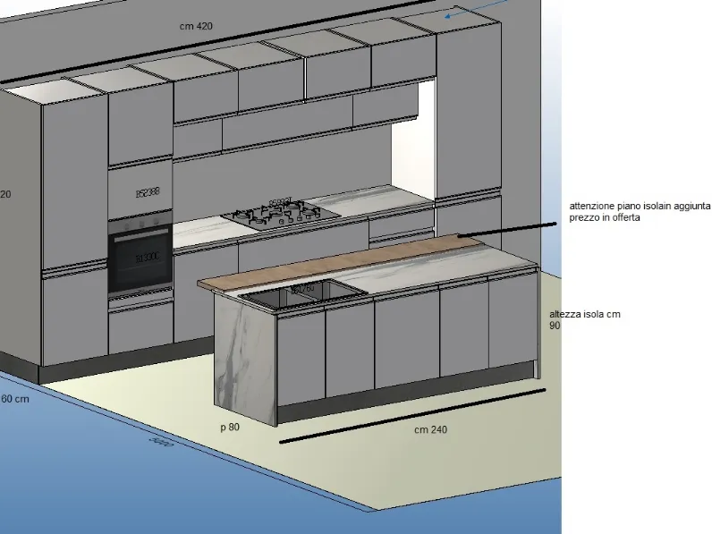 Cucina con penisola in legno a prezzo ribassato 54%