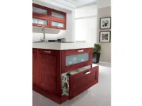 Cucina con penisola in legno rossa Cucina red fashion vintage   a prezzo scontato
